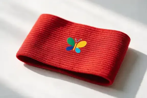Custom printed armbands with logo, made at Colorfly Studio in Dubai