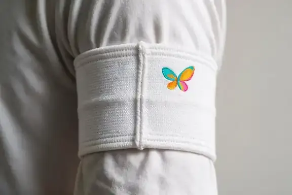 Close-up of custom armbands with printed logo, Colorfly Studio Dubai