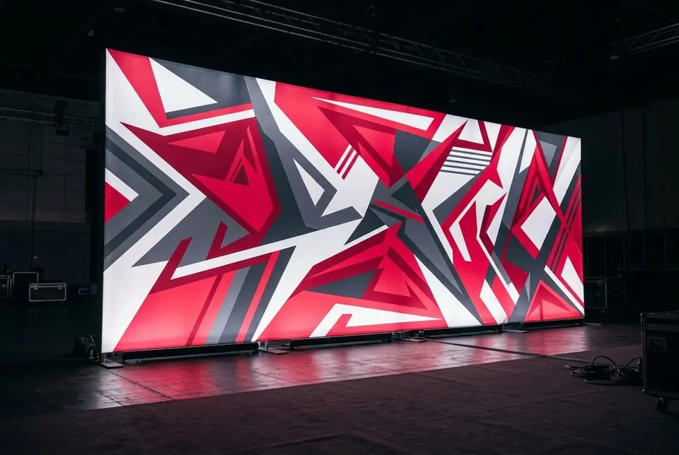 Custom printed backlit backdrop, made at Colorfly Studio in Dubai