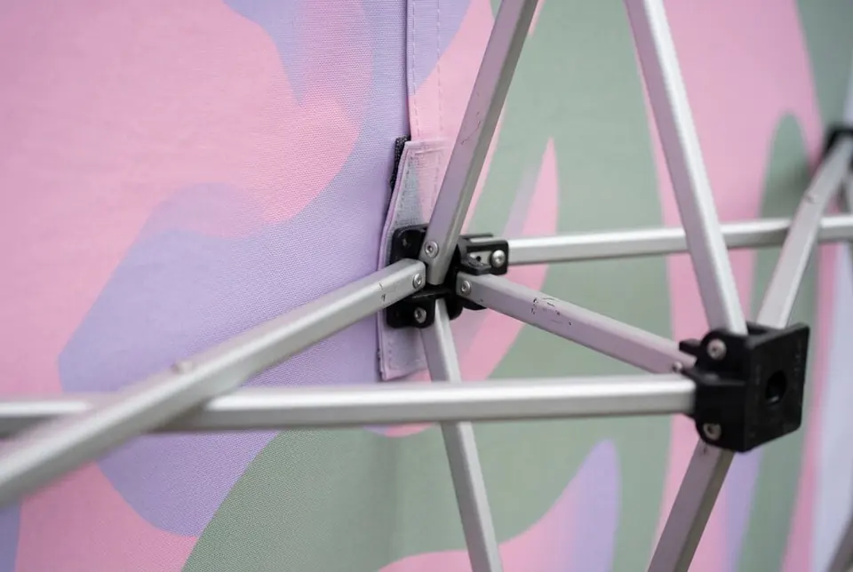 Close-up detail of custom fabric pop-ups, Colorfly Studio Dubai