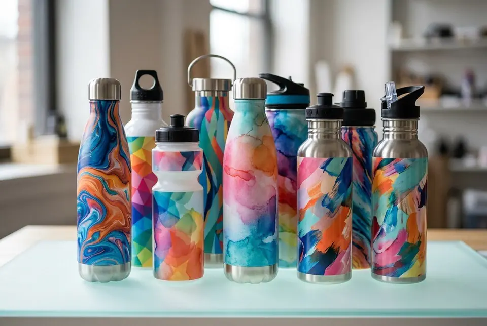 Custom printed water bottles in Dubai - Colorfly Studio