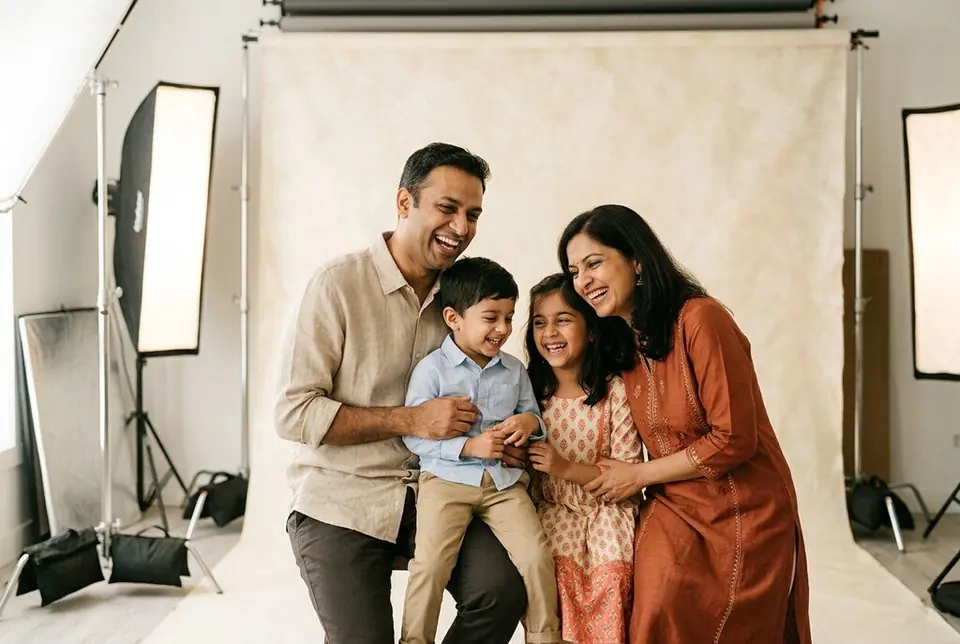 Family photoshoot in a professional studio in Dubai - Colorfly Studio