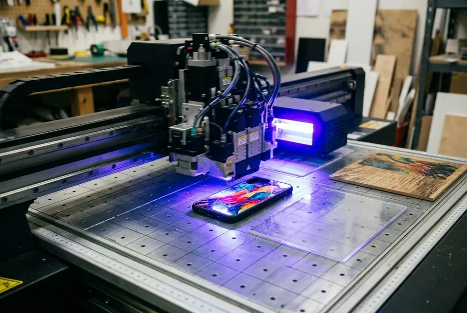 UV flatbed printing on phone cases and panels in Dubai - Colorfly Studio