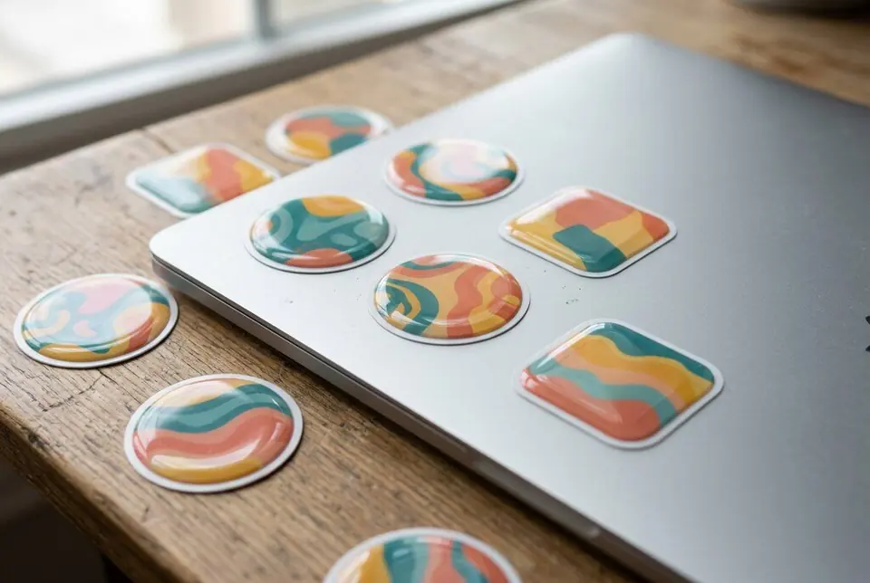 Custom Epoxy Stickers printed in Dubai - Colorfly Studio