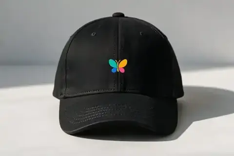 Custom printed caps with logo, made at Colorfly Studio in Dubai