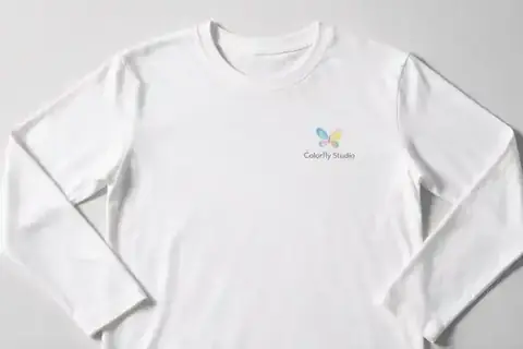 Custom printed long sleeve with logo, made at Colorfly Studio in Dubai