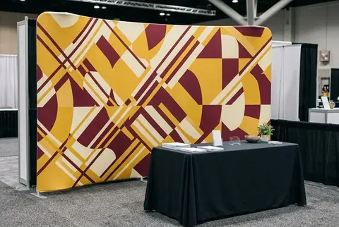 Custom printed fabric pop-ups, made at Colorfly Studio in Dubai
