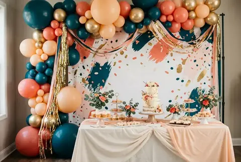 Custom printed party backdrop, made at Colorfly Studio in Dubai
