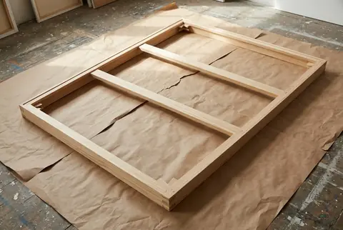 Large wooden canvas stretcher frame with cross bars, Colorfly Studio Dubai