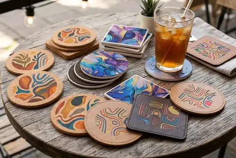 Custom printed drink coasters in Dubai - Colorfly Studio