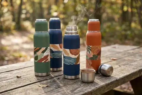 Custom printed hot flasks in Dubai - Colorfly Studio