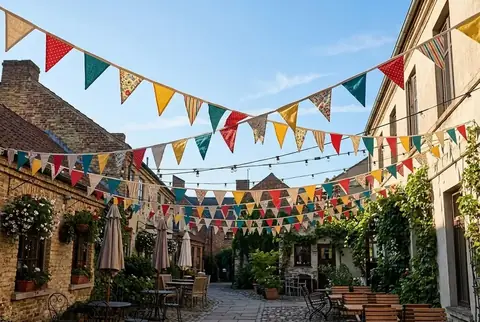 Custom bunting flags string printed in Dubai - Colorfly Studio