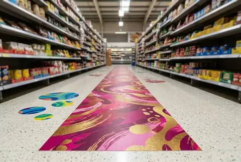 Custom Floor Sticker Printing printed and installed in Dubai - Colorfly Studio